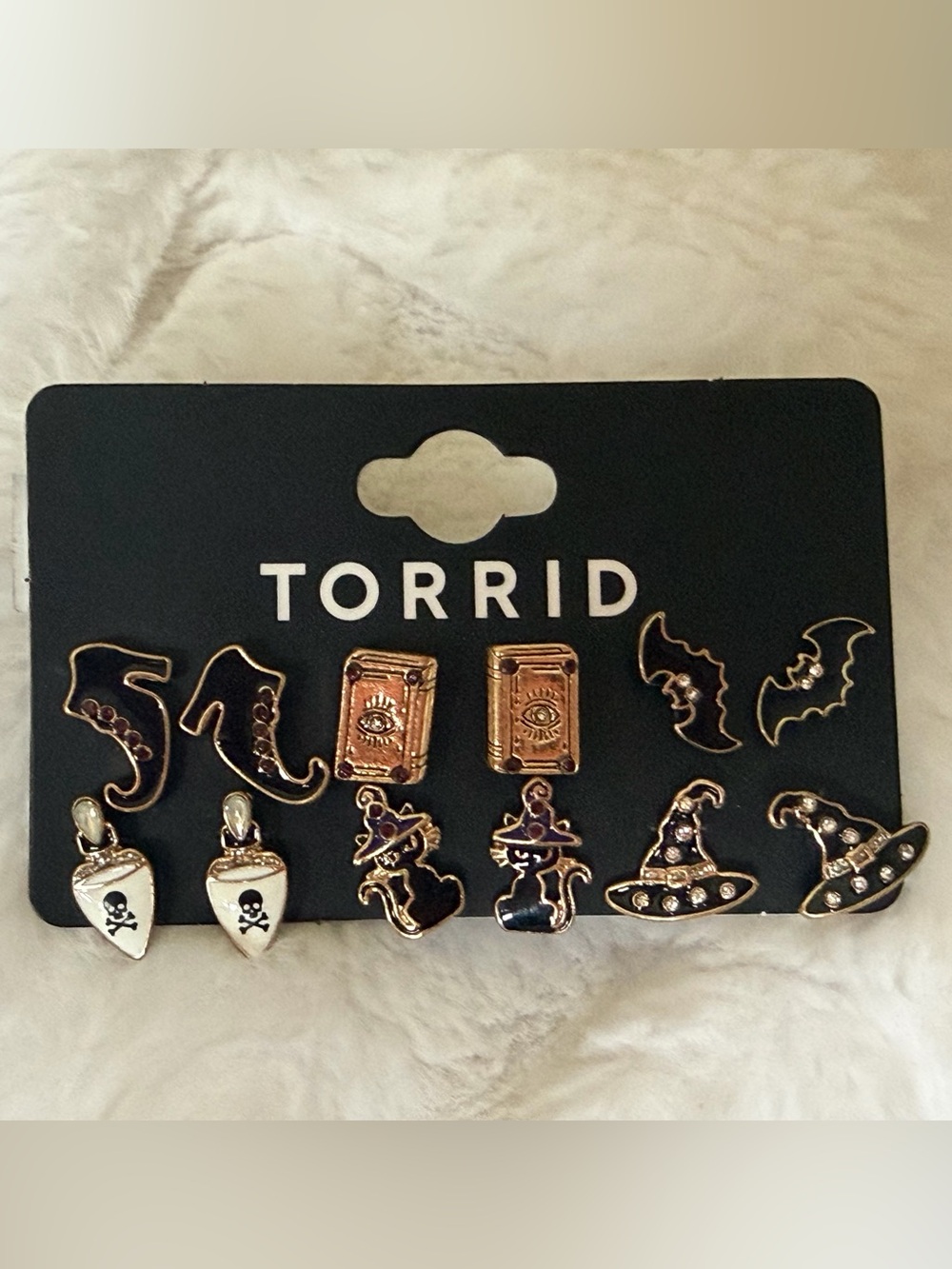 Torrid Black and Gold Halloween Enamel Stud Earring Set